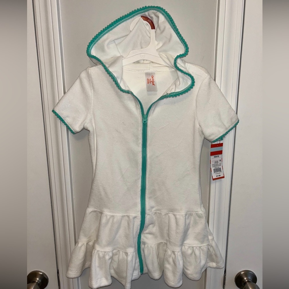 NWT Cat &‎ Jack girls swim hooded coverup - sz XS 4/5